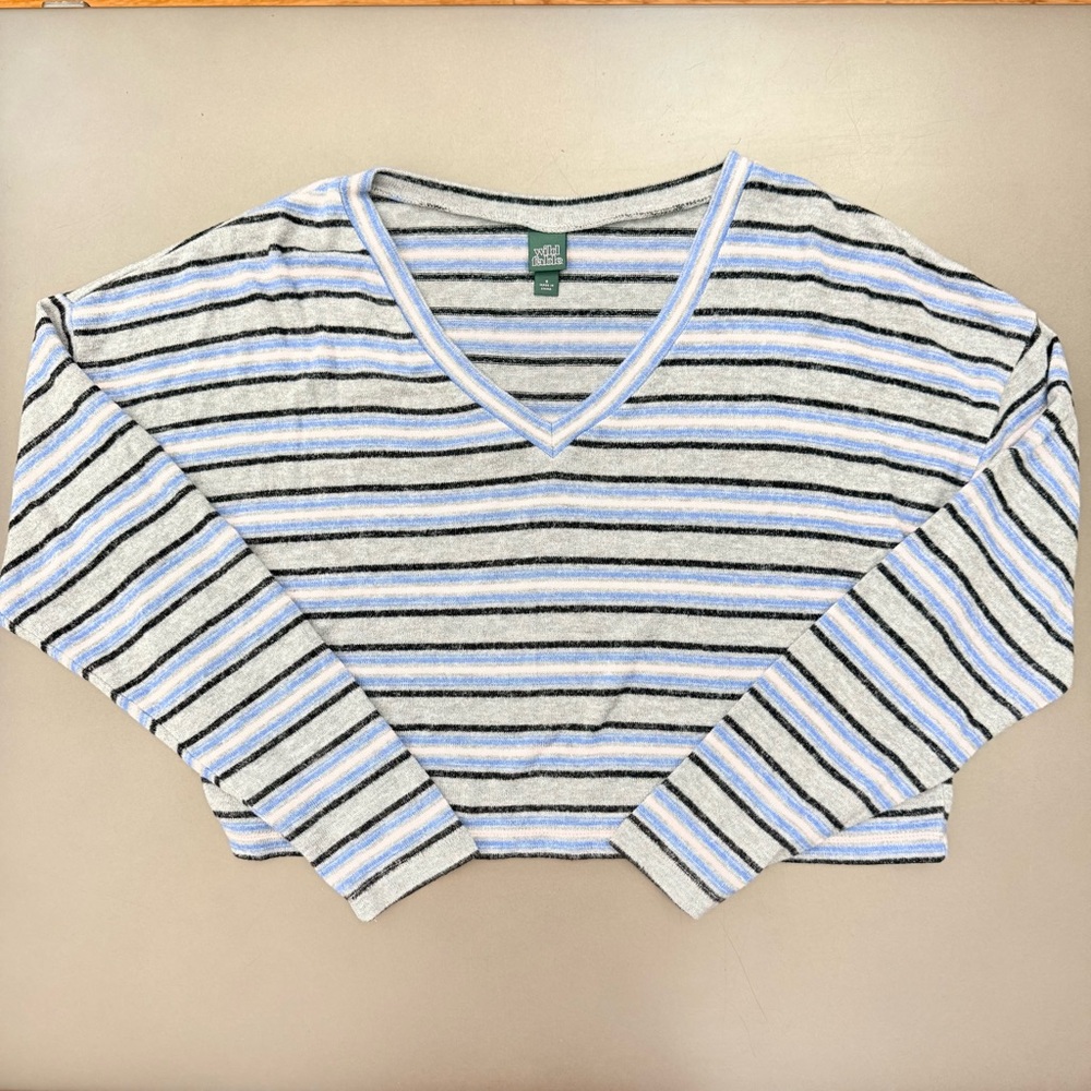 3/$10 🛒🛍️ Wild Fable Striped Long Sleeve V-Neck Top - Size Small